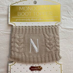 Mud Pie Chelsea Initial ‘N’ Boot Cuff - Beige